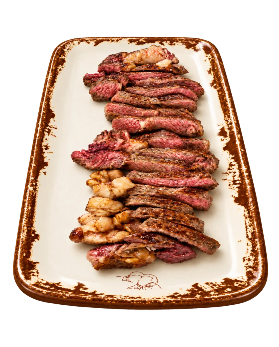 Presa ibérica y mollejas a la brasa